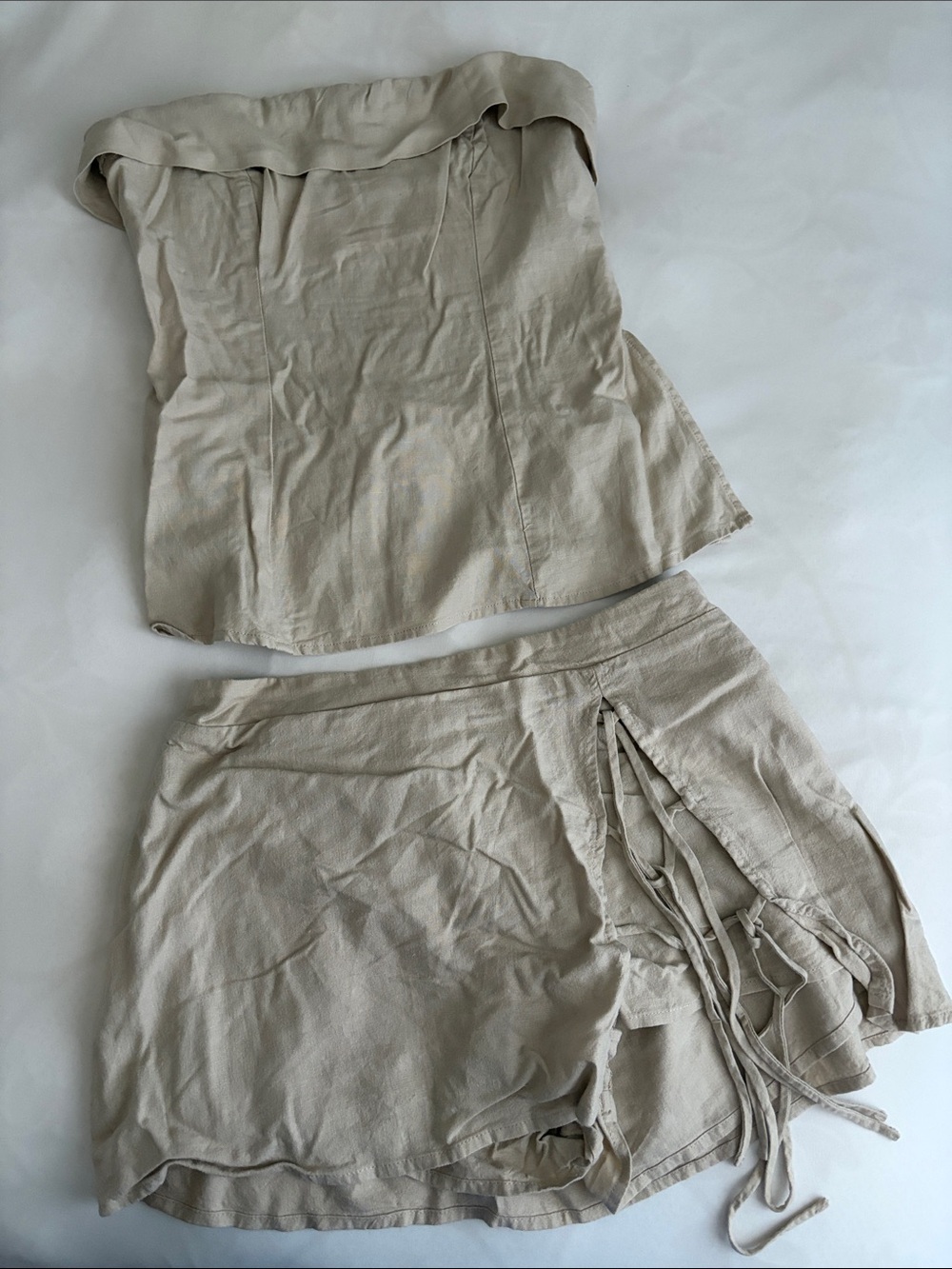 Beige Linen Blend Women’s Set